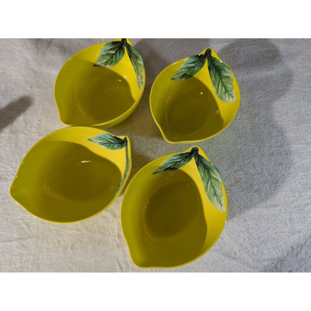 The Spring Shop Lemon Bowls Set 4 Yellow New Melamine 32oz Fruit Shape HL9208347